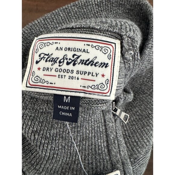 Flag & Anthem Size M Mens Marled Gray Sweater Raglan Sleeve Quarter Zip … - Picture 3 of 5